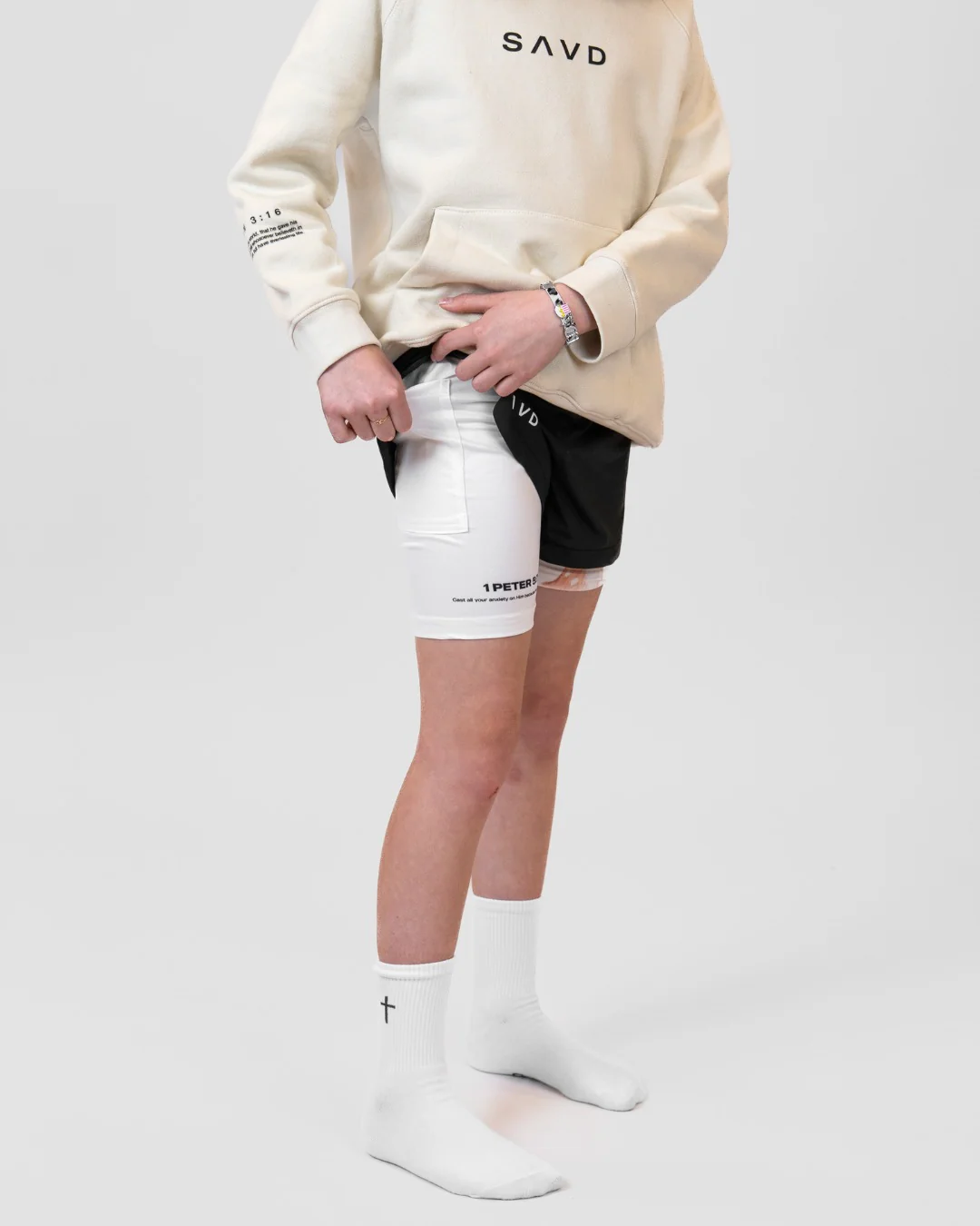 1 Peter 5:7 'Peaceful Trust' Girls Performance Shorts - Image 8