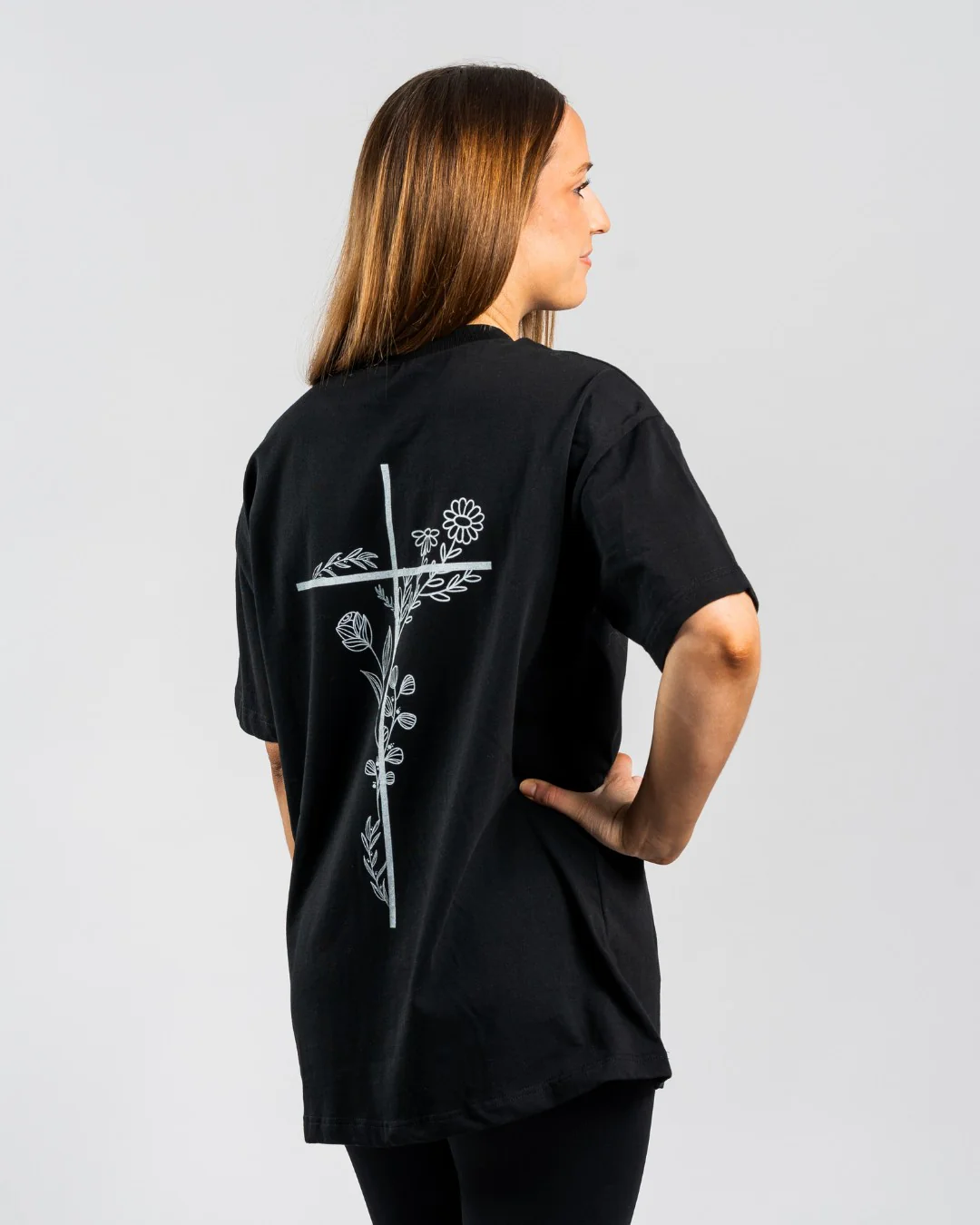 'Floral Cross' Women’s Oversized T-Shirt - Image 4