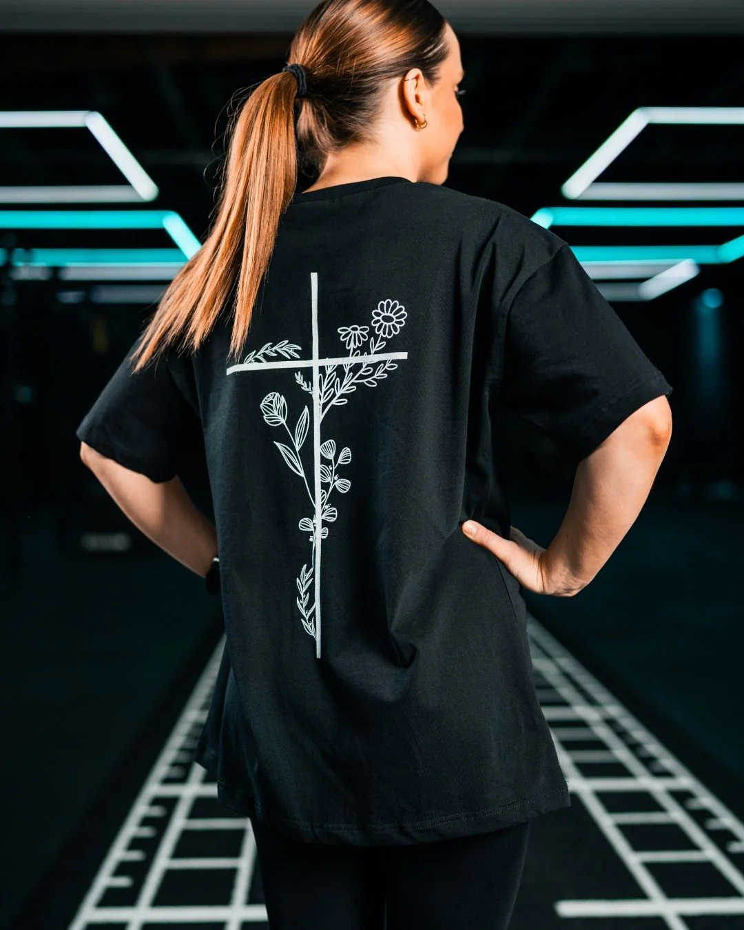 'Floral Cross' Women’s Oversized T-Shirt - Image 7