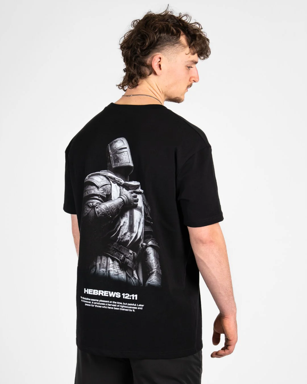 Hebrews 12:11 ’Warrior’s Discipline’ Men’s Oversized T-Shirt - Image 4