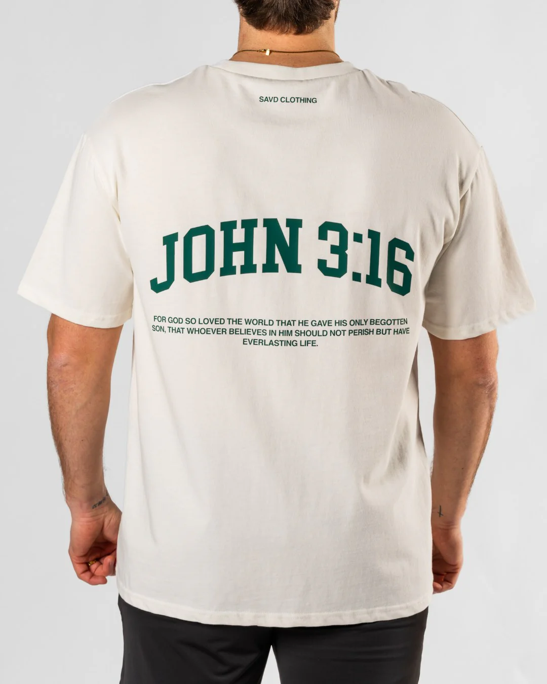 John 3:16 ’Varsity Scripture’ Men’s Oversized T-Shirt - Image 4
