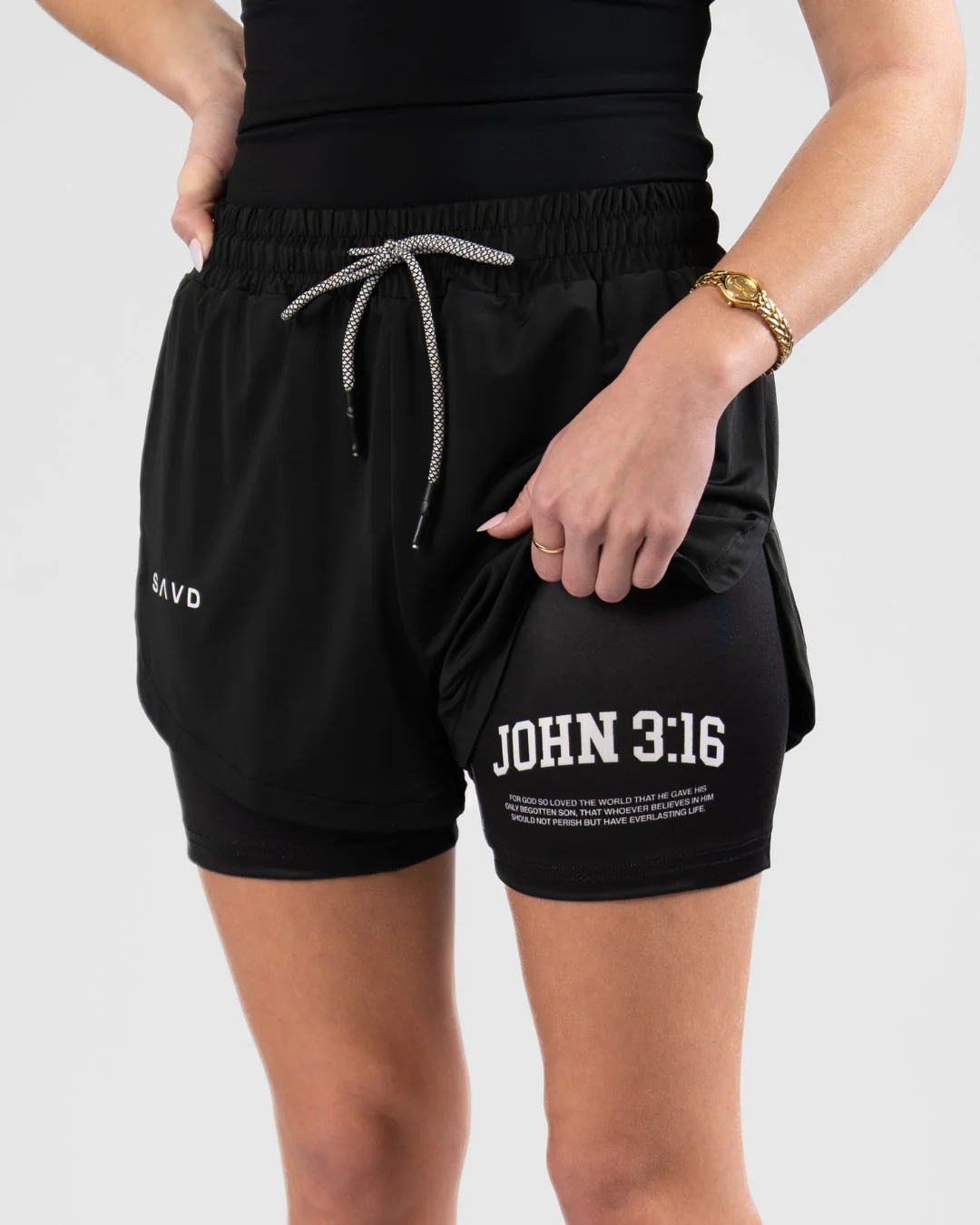 John 3:16 ’Varsity Scripture’ Women’s Performance Shorts - Image 4