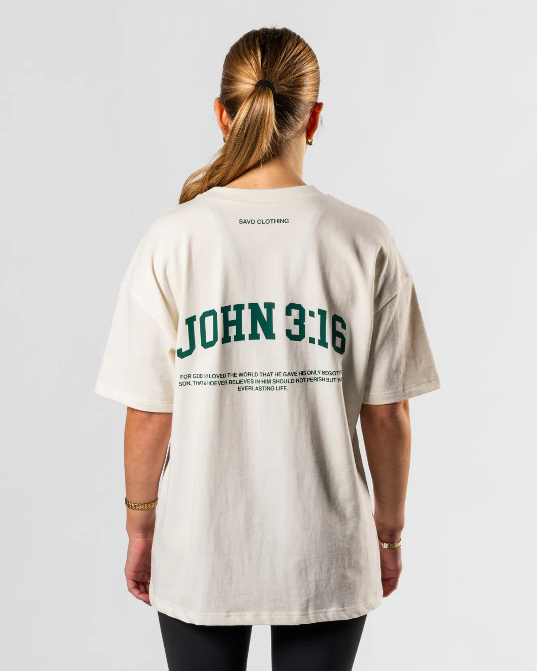 John 3:16 ’Varsity Scripture’ Women’s Oversized T-Shirt - Image 4