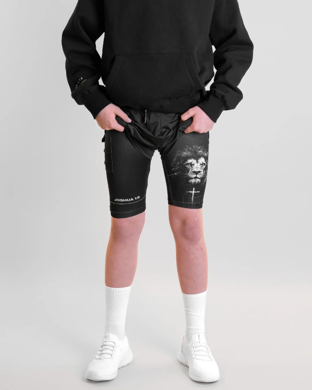 Joshua 1:9 'Lion' Youth Performance Shorts - Image 4