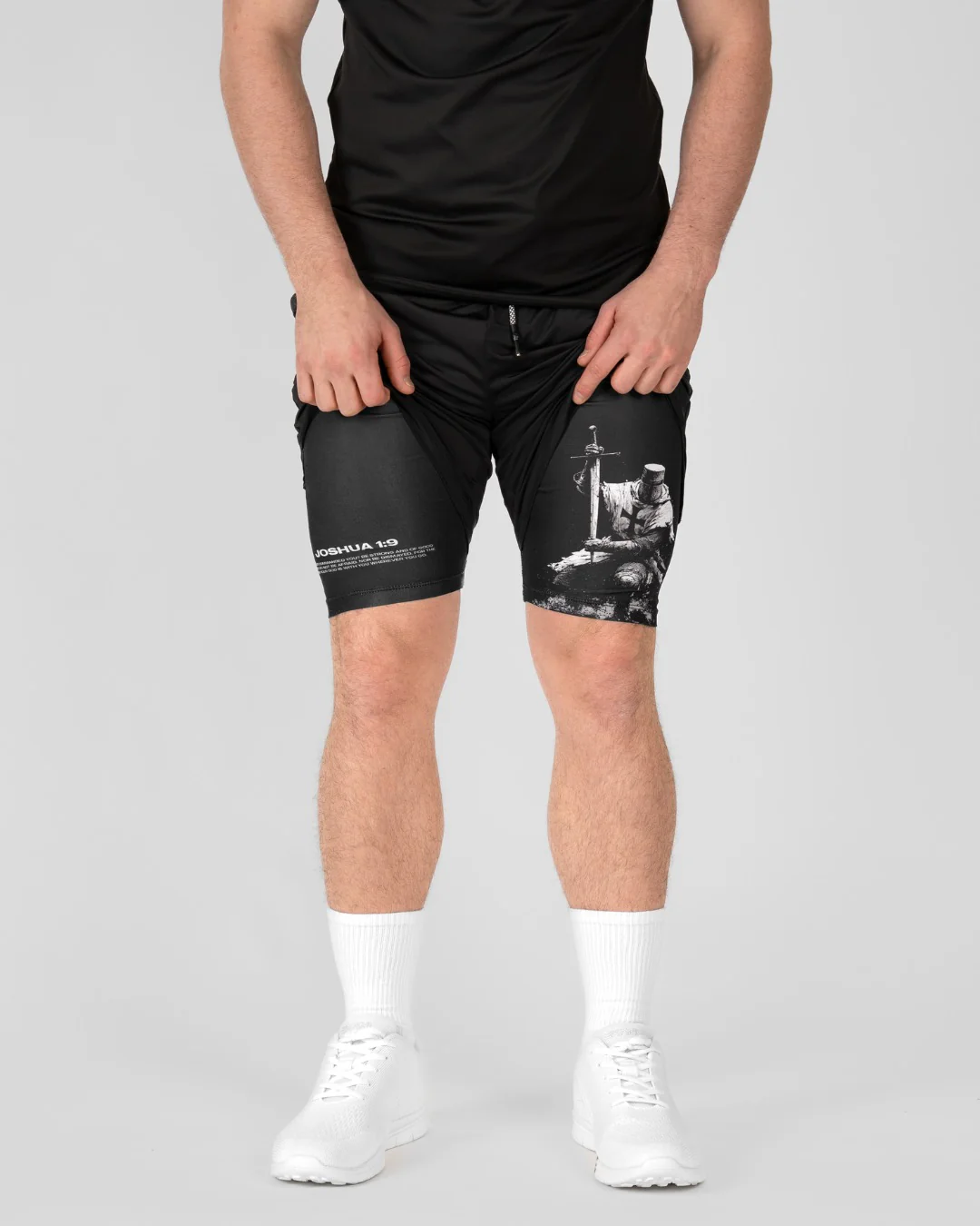 Joshua 1:9 ’Sword of Courage’ Men’s Performance Shorts - Image 6