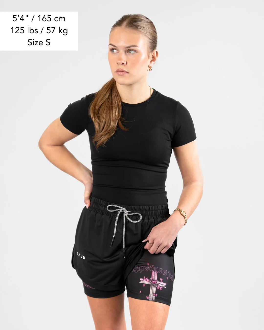 Ephesians 2:8 'Saved through Faith' Women’s Performance Shorts - Image 4