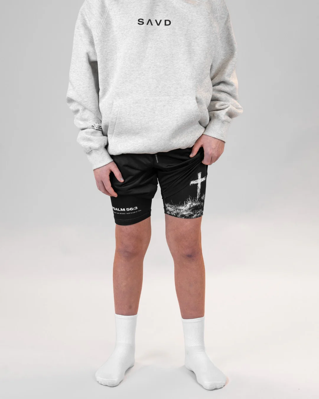 Psalm 56:3 'Cross' Youth Performance Shorts - Image 4