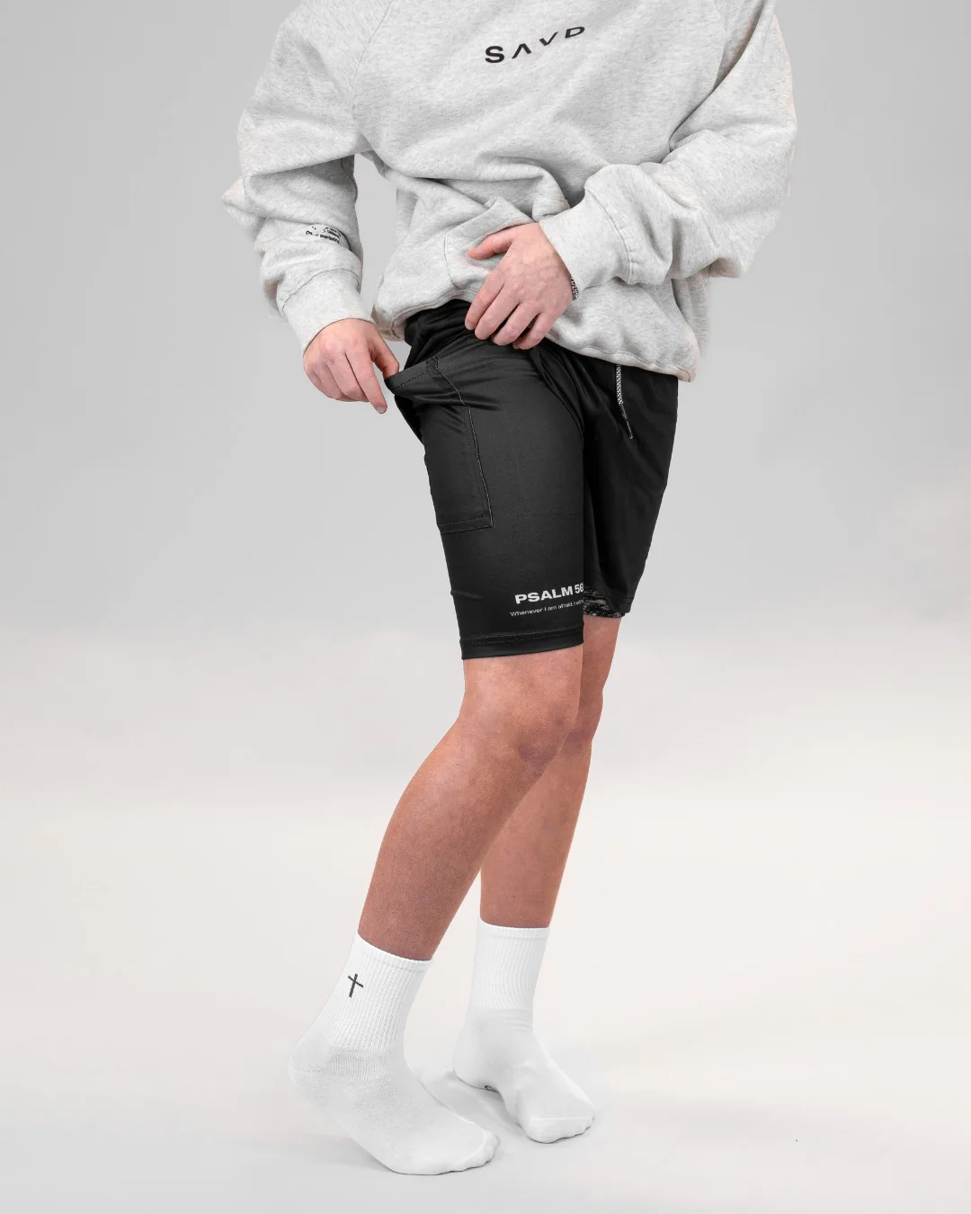 Psalm 56:3 'Cross' Youth Performance Shorts - Image 7